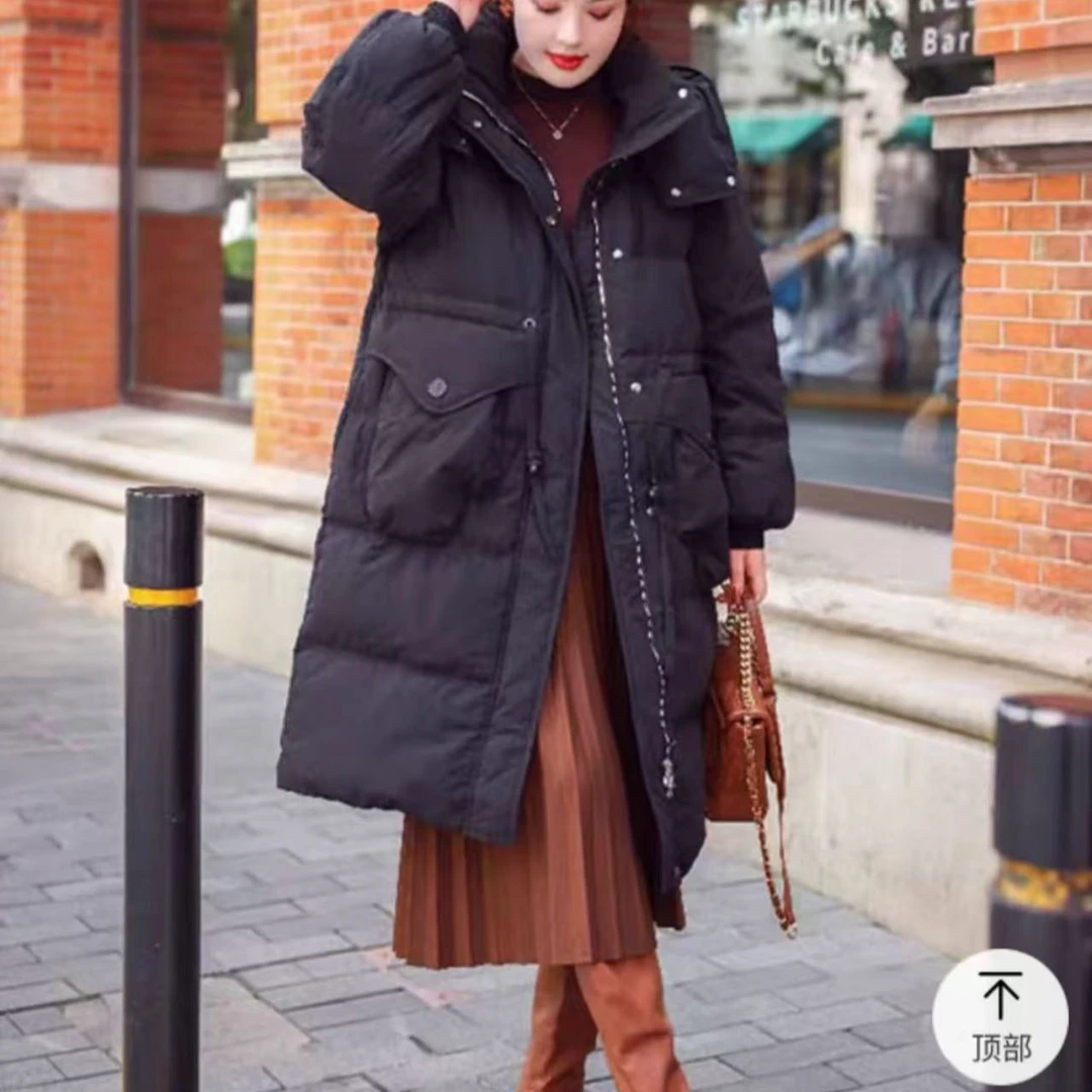 2024年冬季新款羽绒女中长款过膝加厚白鹅绒外套01