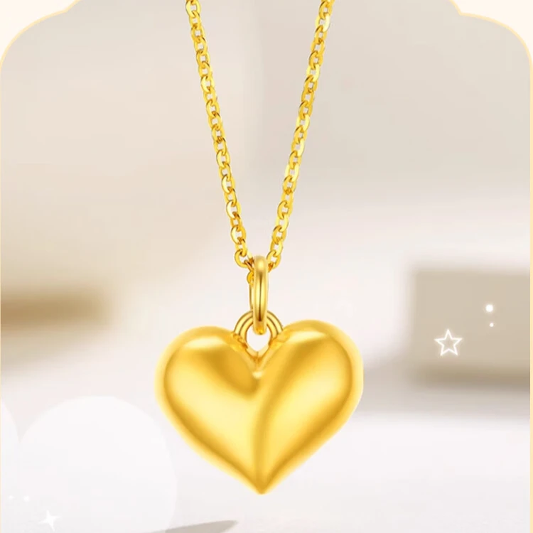 足金爱心横穿吊坠爆款百搭顺丰包邮七夕配件珐琅手工好物夏季新款