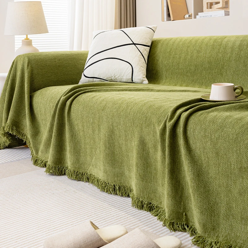 纯色雪尼尔加厚沙发盖布沙发巾防滑防猫抓四季通用万能沙发全盖巾