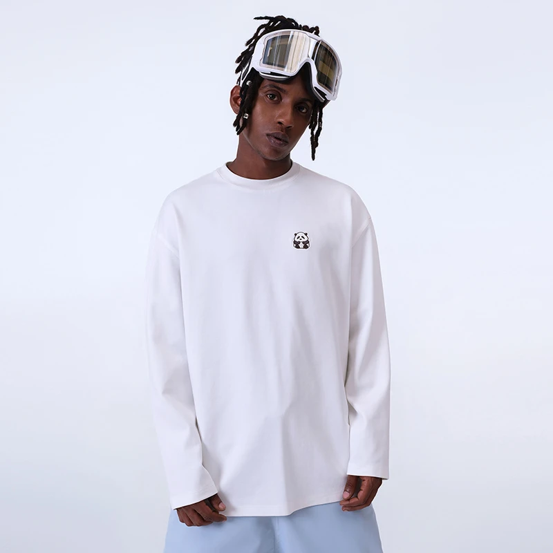 Ren刃川 白色2025新款宽松滑雪服卫衣熊猫男女款内搭排汗单板双板