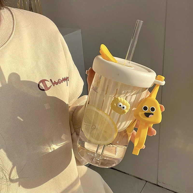 Gucgres水杯子ins风大容量茶水分离花茶杯吸管玻璃杯泡茶杯带茶漏