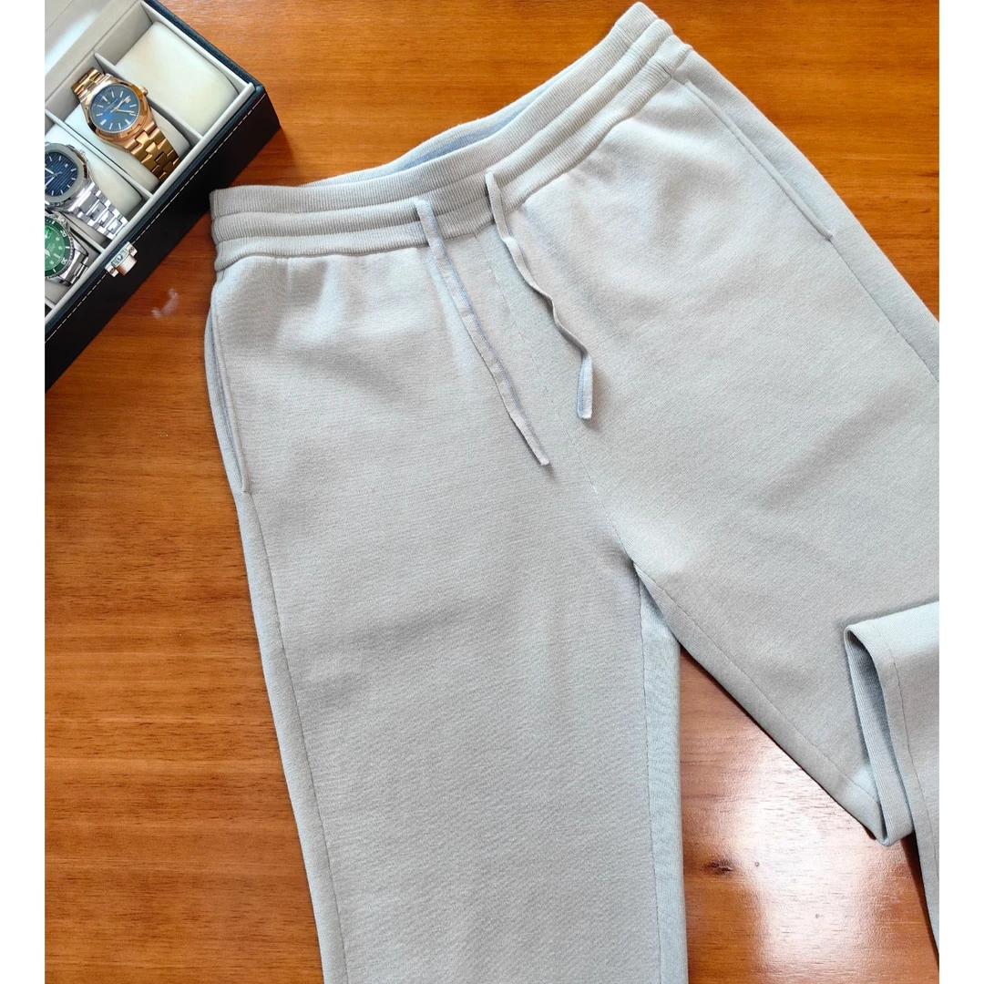 杉酒冬季男士（意式轻奢100%羊毛休闲裤）直筒长裤简约抽绳时尚简约