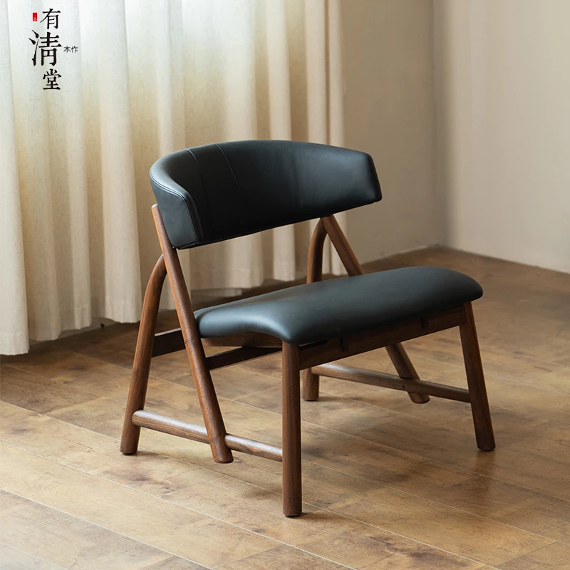 有清堂新中式黑胡桃木休闲椅