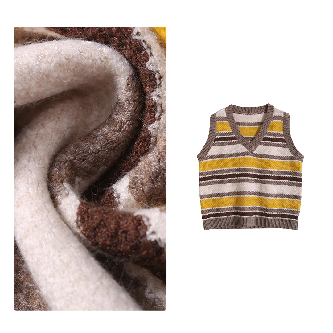 现货！门店17&9！叠穿顶流~复古条纹撞色针织马甲女 H00265