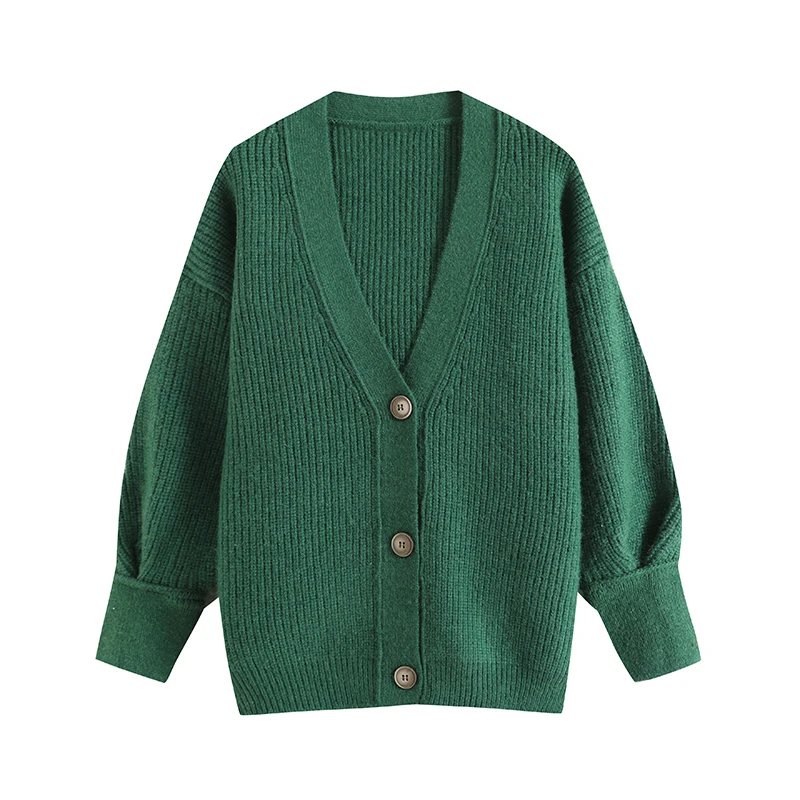 现货！门店24&9！气质款~宽松百搭V领开衫针织衫女 H00437