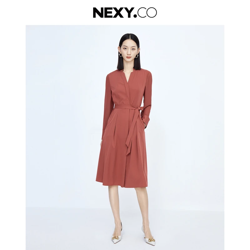 NEXY.CO/奈蔻连衣裙|落日西柚|欧若风|显瘦减龄|假日|XF05465A6