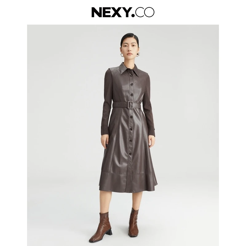 NEXY.CO/奈蔻连衣裙|皮质|假两件|气质女性XF04934C4/XF04919Q7