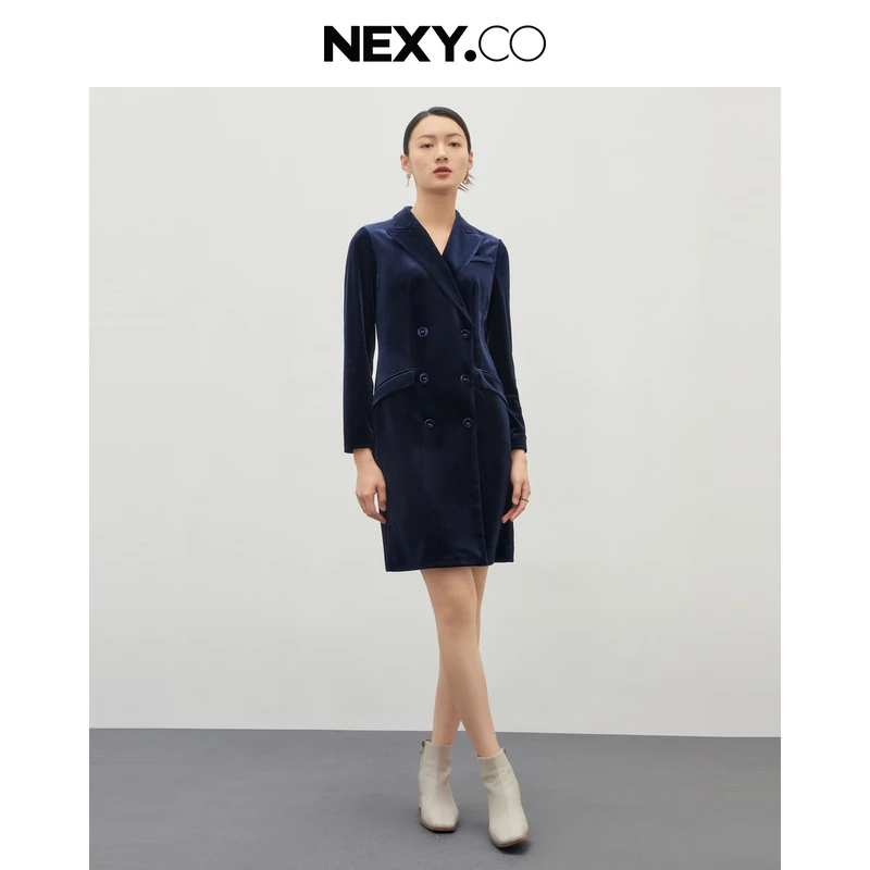 NEXY.CO/奈蔻连衣裙冬季气质收腰百搭休闲百搭中长裙子XF04973Q4