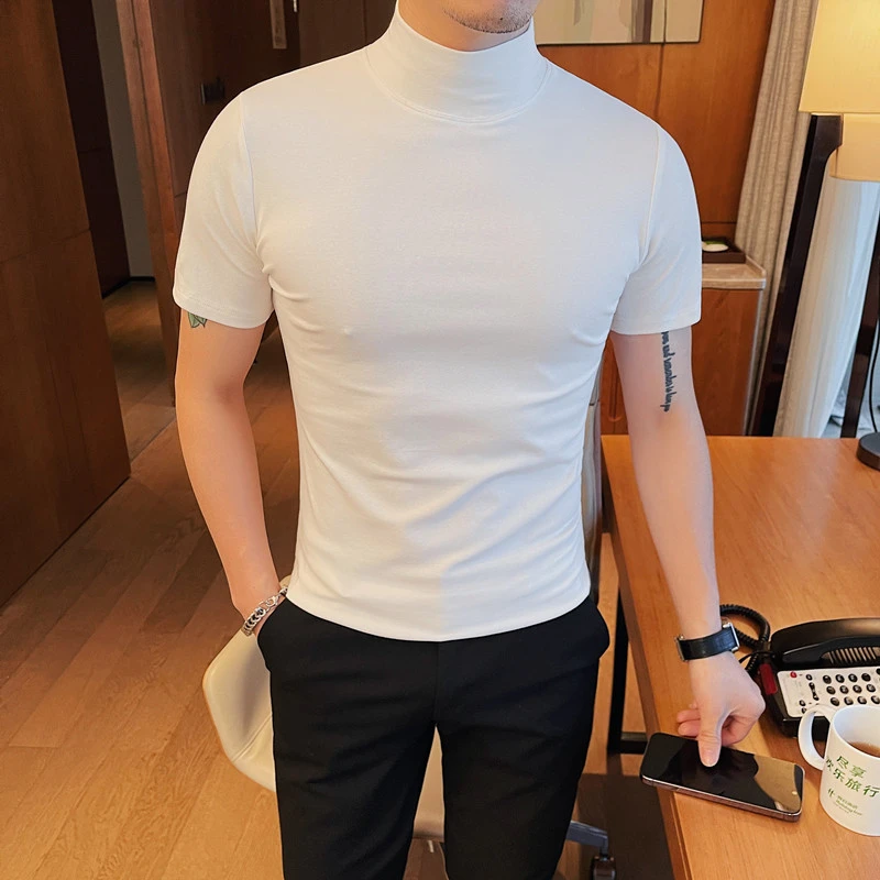 短袖打底衫白色纯色百搭短袖T恤新款男T恤薄款潮牌男士修身纯色