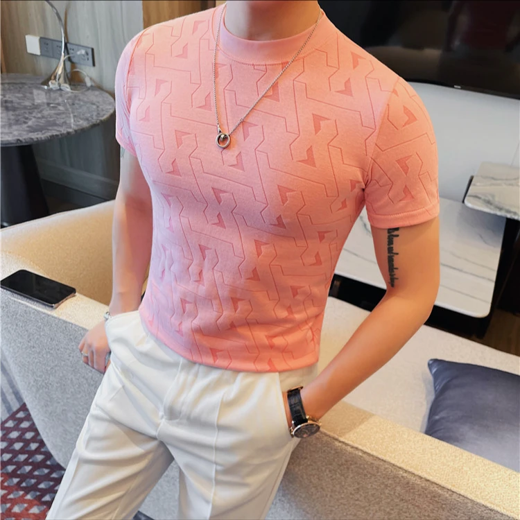 高考毕业季男士上衣夏季半袖潮流韩版修身印花休闲百搭个性弹力