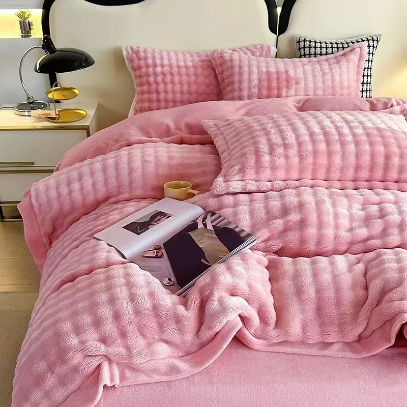 230克泡泡皮草绒加绒加厚绒被