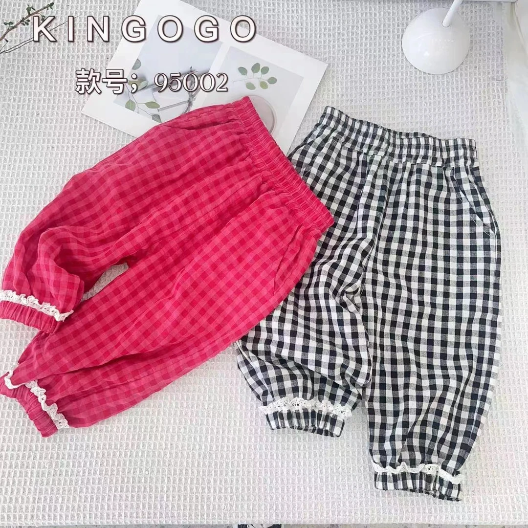 KINGOGO/金果果女童格子花边八分裤95002