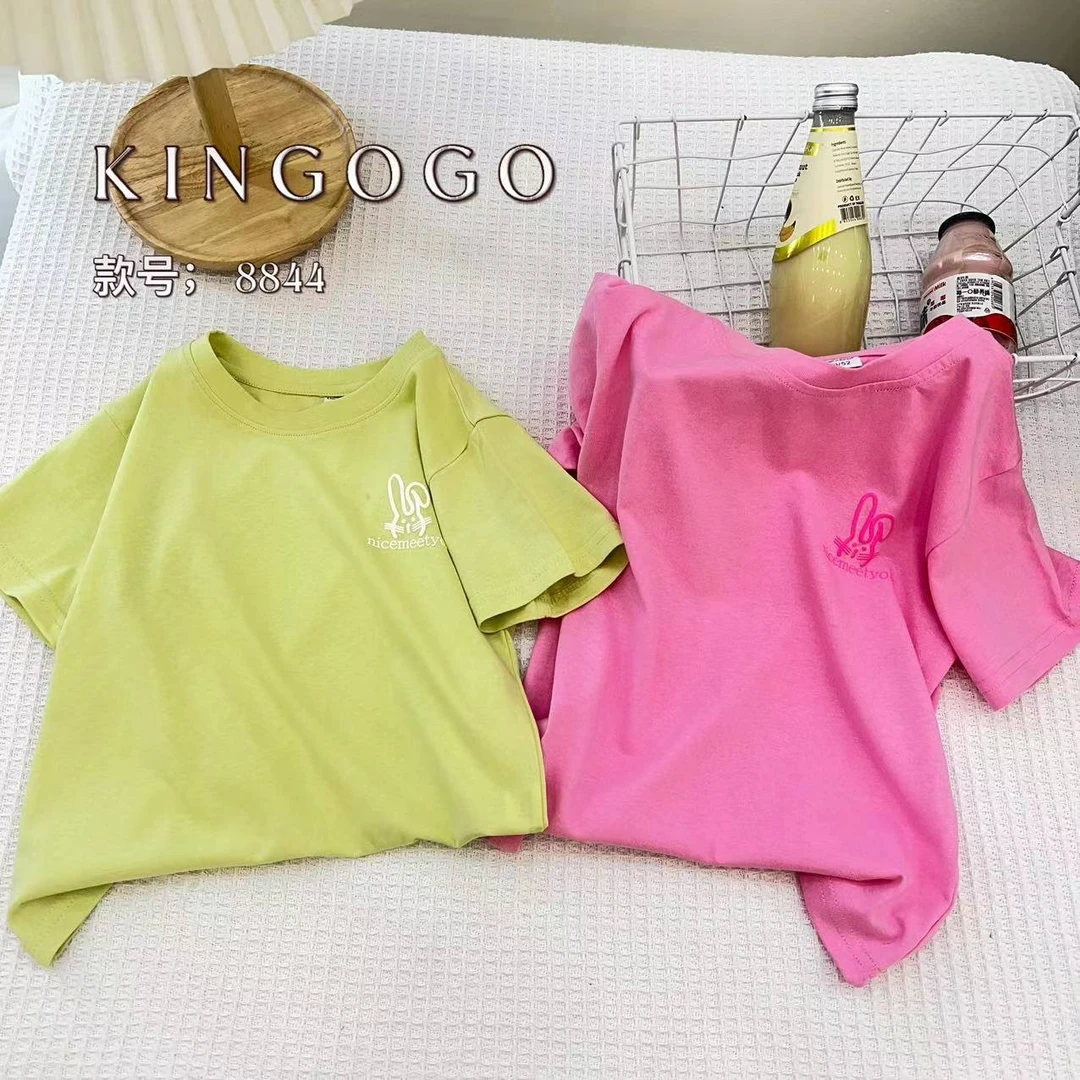KINGOGO/金果果小中童你好兔姐姐中性短T恤8844