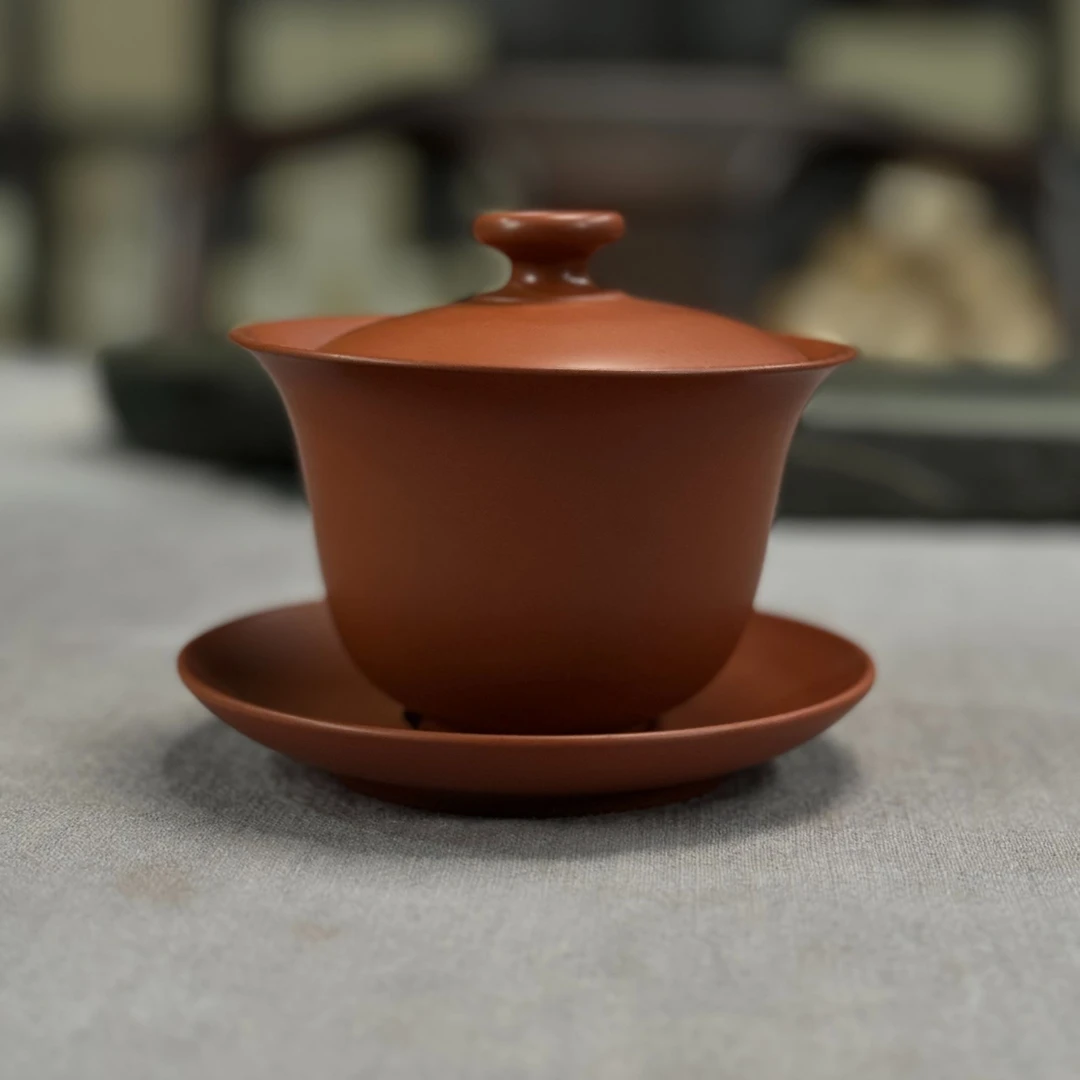 紫陶：盖碗（无图案）  03473