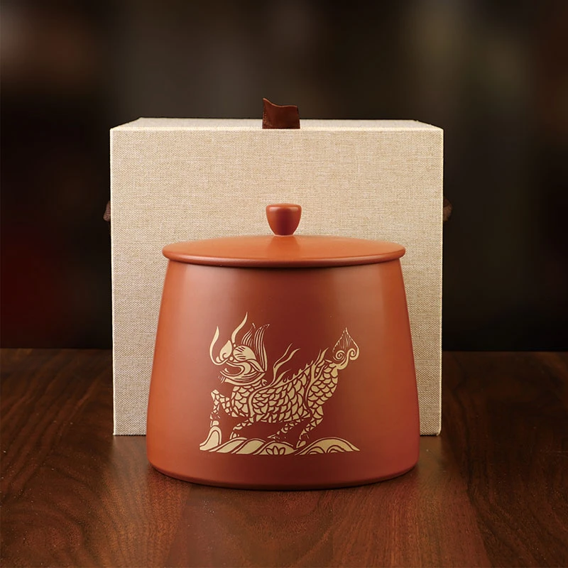 S 四大天王-100克生茶饼4饼400克紫陶罐装 送01697*1/04133