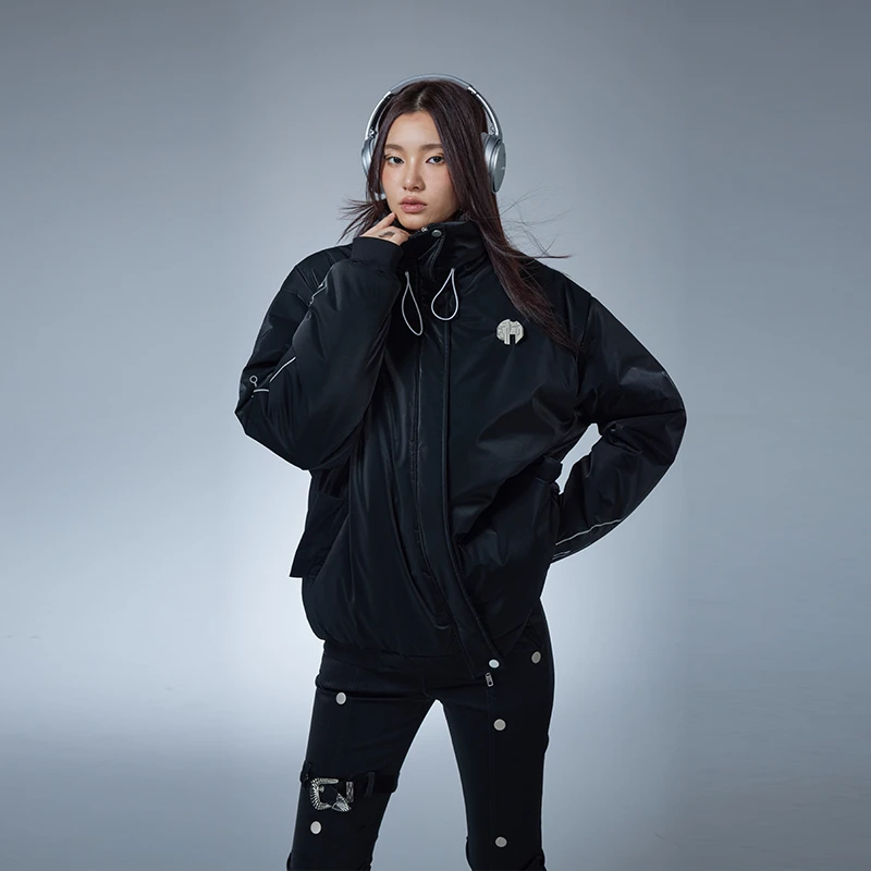 BGAG加厚款时髦休闲拉链外套女秋冬季新款印花棉服棉衣设计感 N7