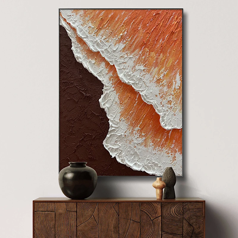 客厅背景墙抽象装饰画玄关过道油画样板房立体挂画软装厚肌理壁画