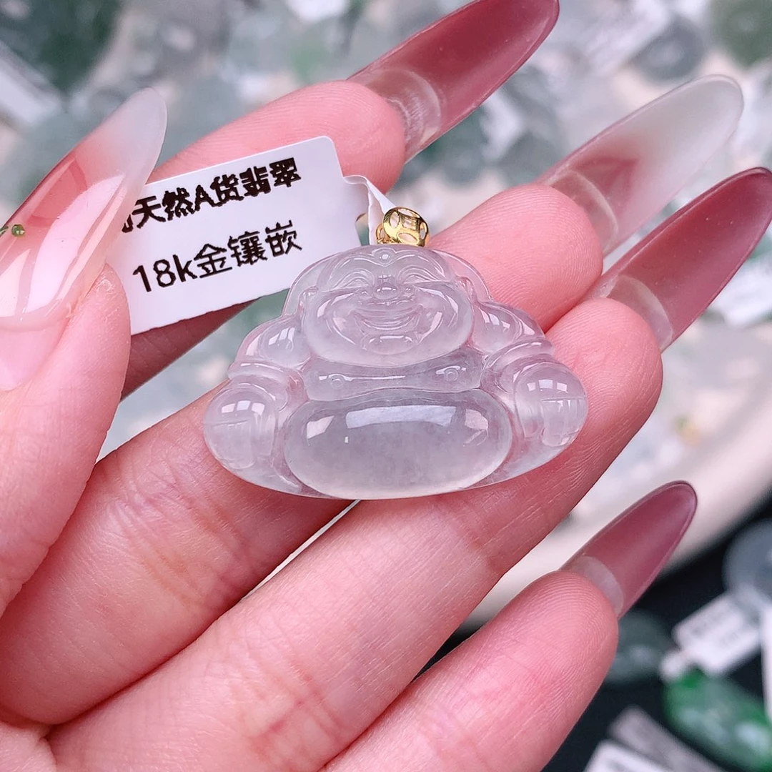 翡翠颈饰18K金镶嵌佛公