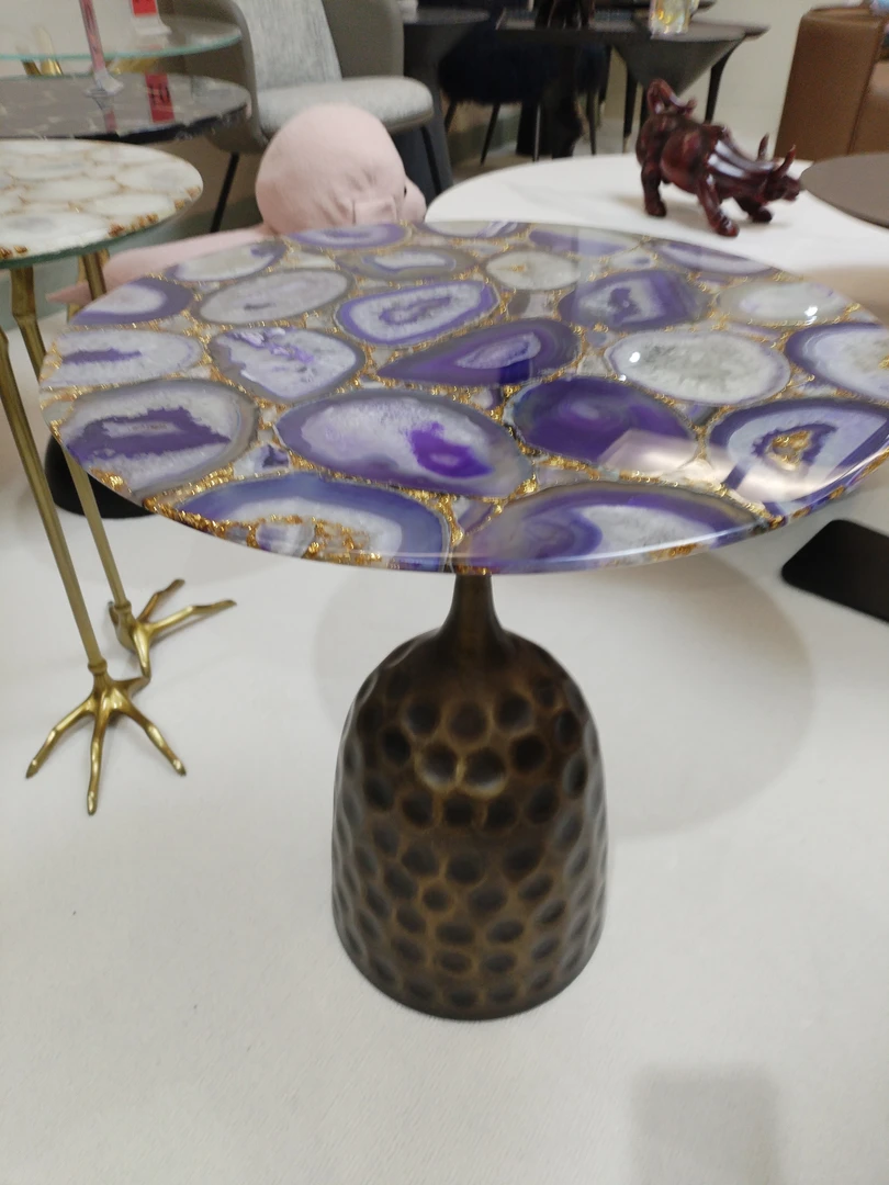 极简风格天然复古手工美式玛瑙石茶几客厅