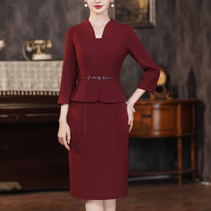 秋冬婚礼服装洋气连衣裙喜婆婆婚宴装女装高贵喜妈妈装结婚礼服