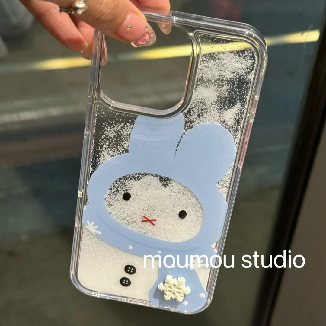 流沙卡通围巾兔子适用苹果16手机壳iphone15可爱14promax少女心13