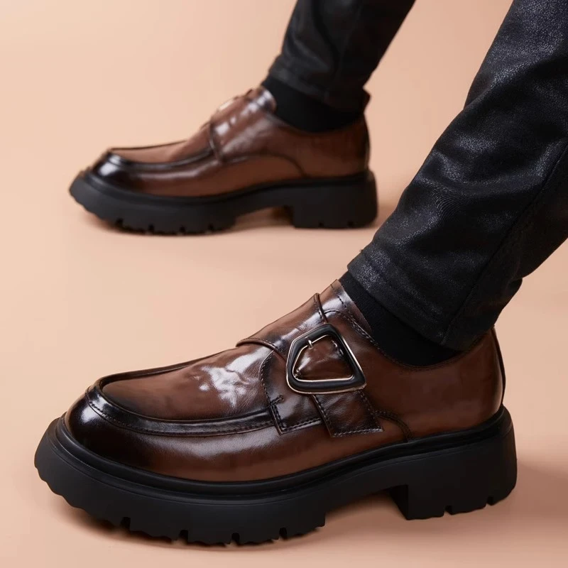 英国『设计师』力荐！商务休闲皮鞋男款套脚舒适百搭内增高高档男鞋