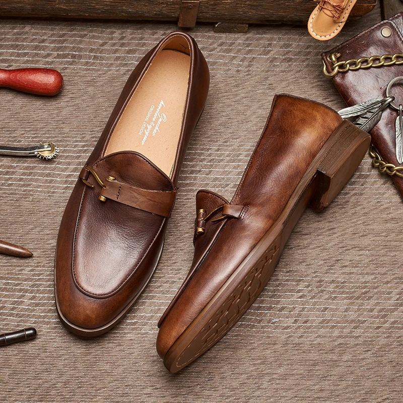 【原创手工】尖头男士休闲商务驾车乐福鞋透气一脚蹬鞋E2308D57