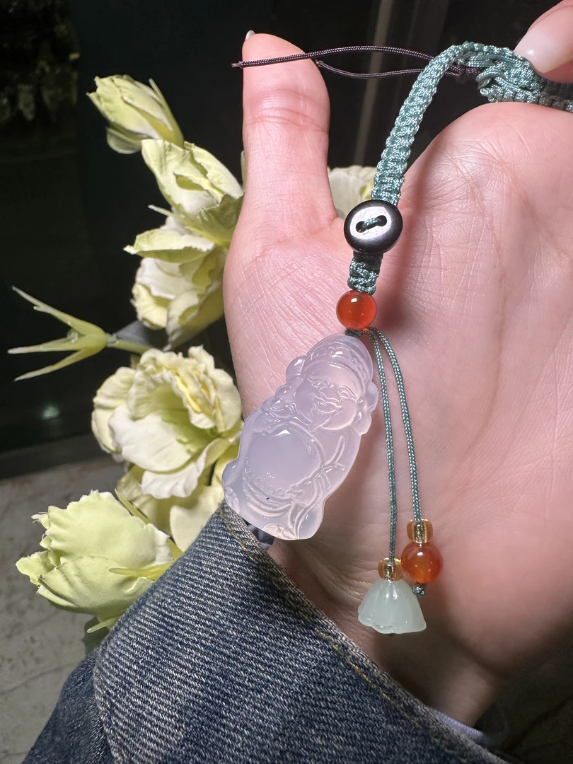 天然玉石玉髓财神吊坠