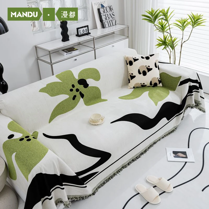 雪尼尔高级感时尚沙发盖巾四季通用靠背巾盖布防滑简约坐垫盖布巾