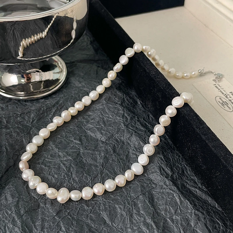 链子925银 法式简约百搭925银不规则巴洛克气质锁骨链项链轻奢