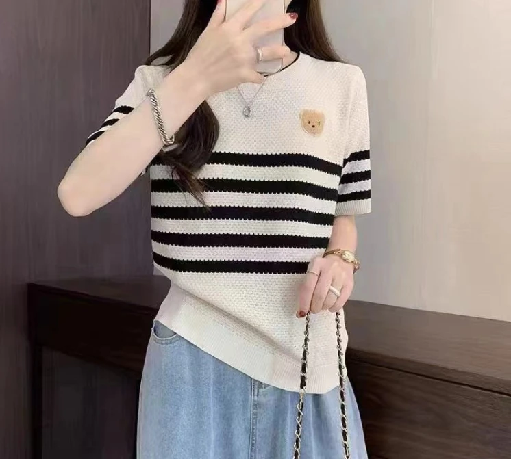 夏季新款女装 衬衫女雪纺衫女针织衫女假两件T恤时尚长袖短袖上衣
