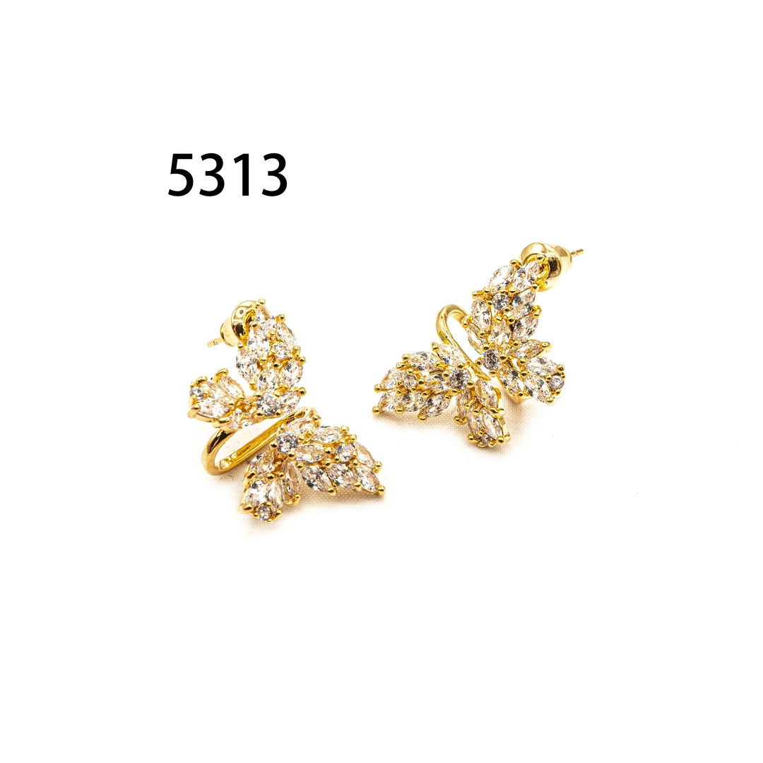 铜合金耳饰 简约镶嵌个性气质耳环小众设计高级感耳饰～5313