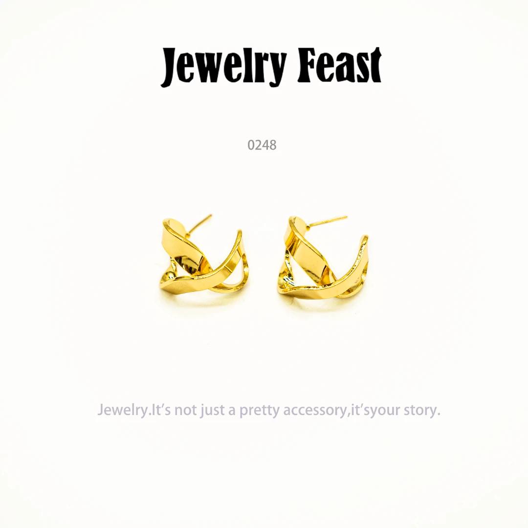 铜合金耳饰 JF时尚气质耳环新款小众设计高级感耳钉耳饰～0248