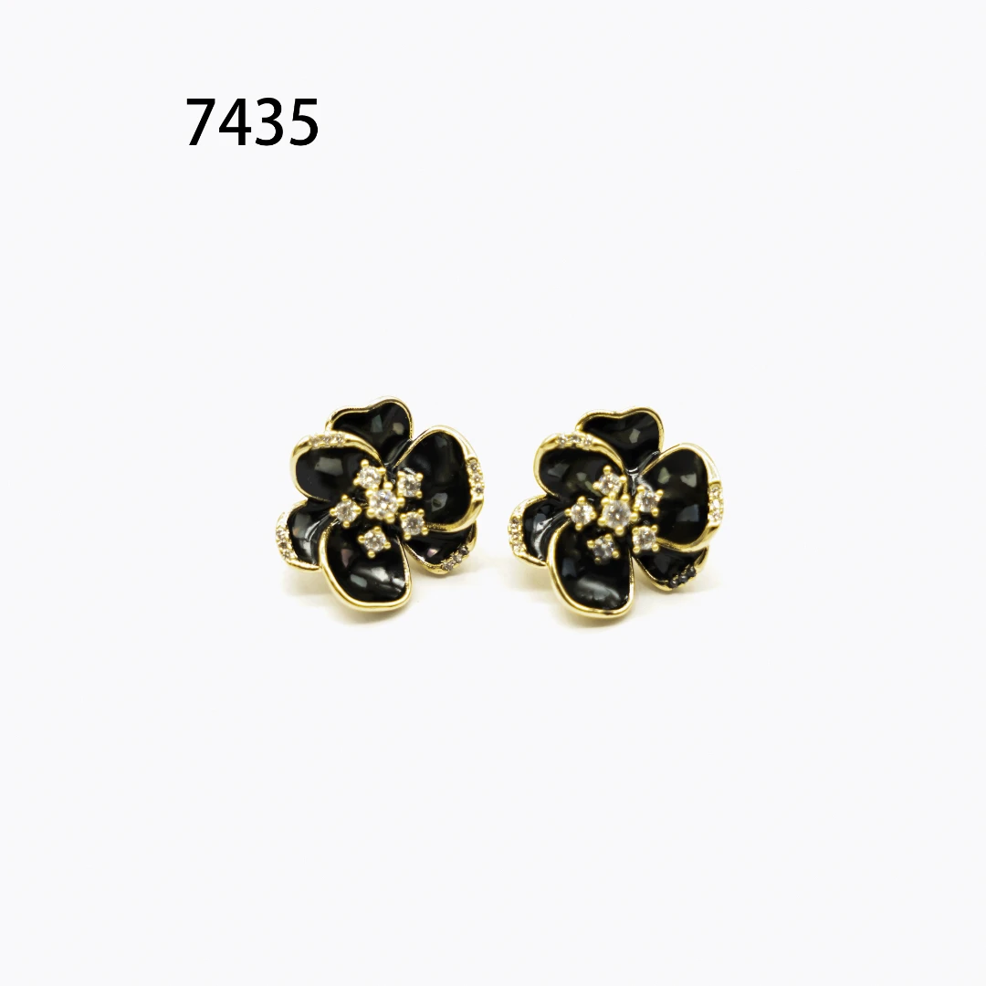 铜合金耳饰 简约镶嵌个性气质耳环小众设计高级感耳钉耳饰～7435