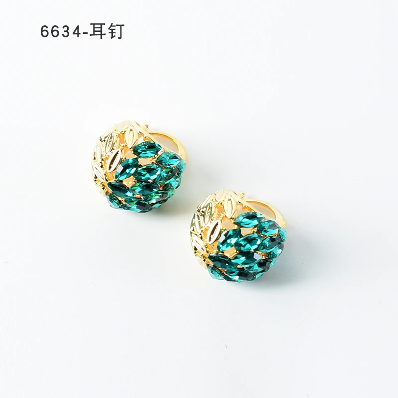 铜合金耳饰 简约镶嵌个性气质耳环小众设计高级感耳钉耳饰～6634