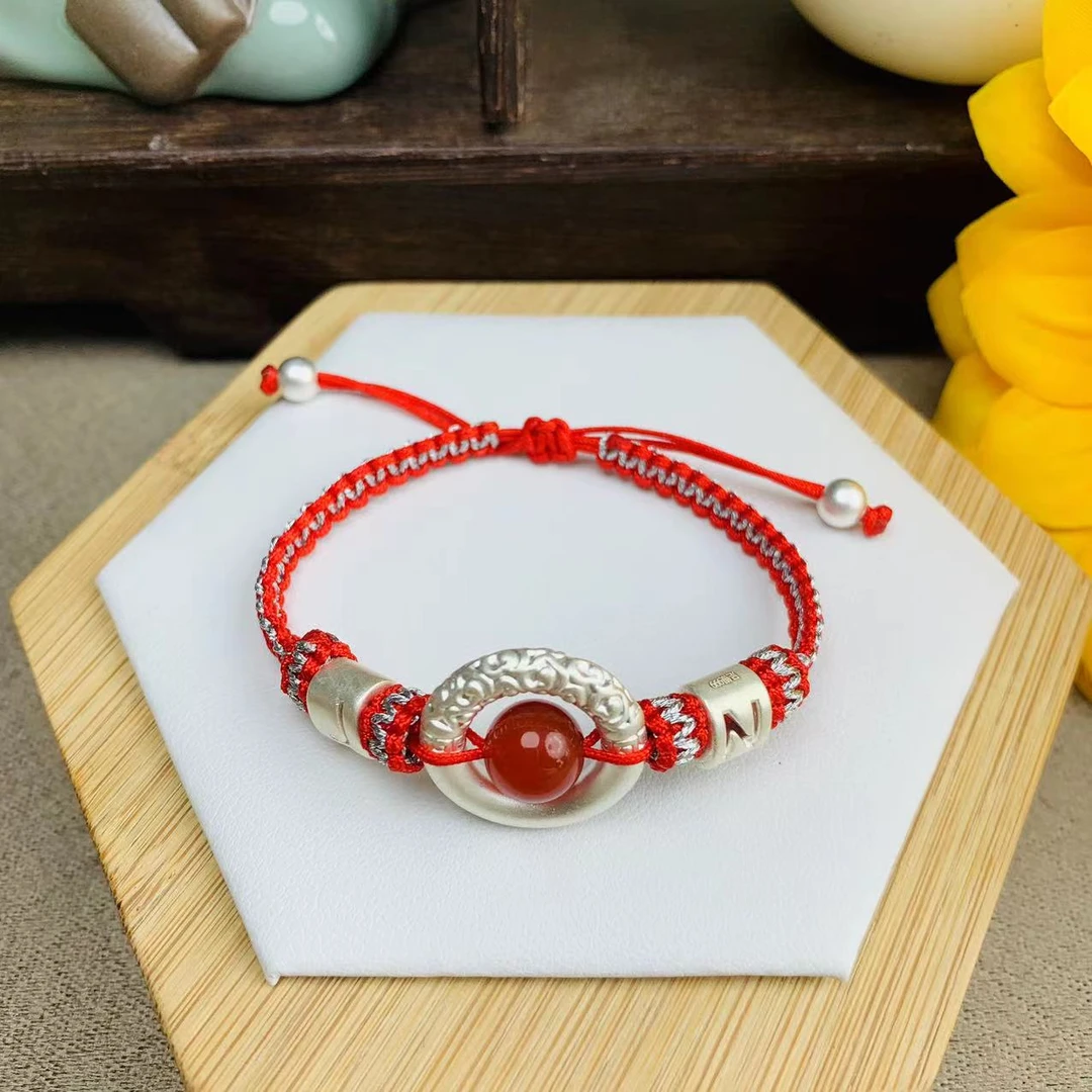 足银手链 【匠心银饰】民族风手编绳情人节生日告白老婆女友礼物