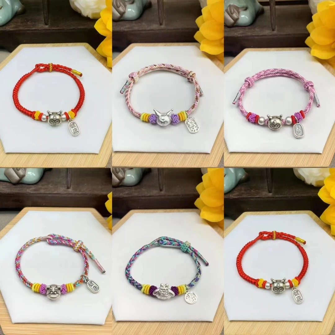 足银手链 【匠心银饰】足银健康快乐手编节日生日送孩子宝宝礼物