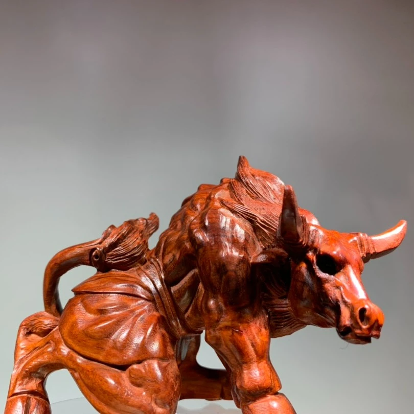 牛魔王原创手作木雕雕刻工艺品，手工精修高抛打磨，家居办公摆件