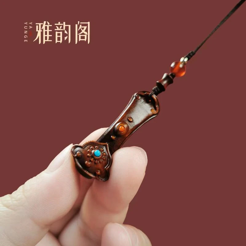 非洲紫檀如意挂件藏品雕刻工艺品包挂钥匙扣手把玩物件