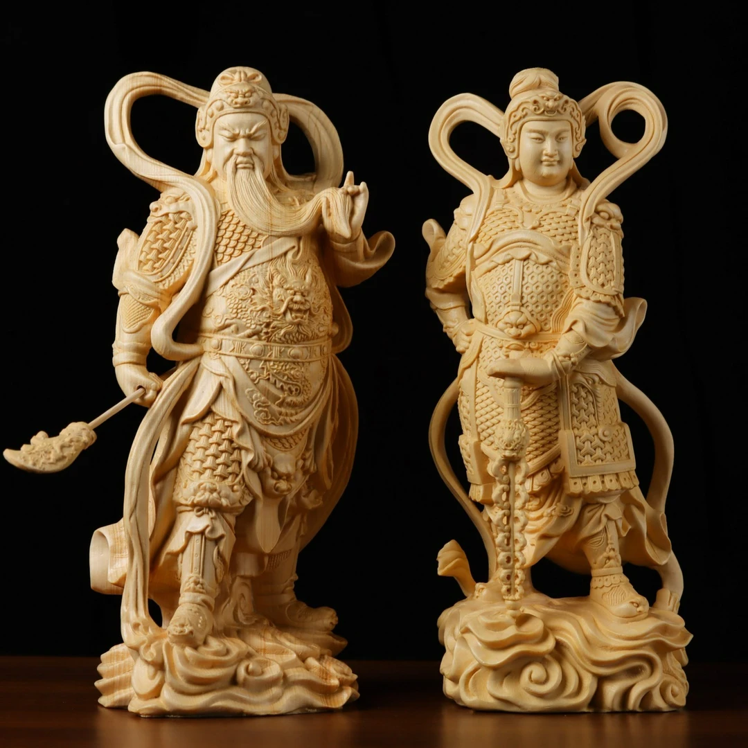 桧木珈蓝韦陀家居小摆件,木雕雕刻工艺品精修高抛打磨装饰品摆设