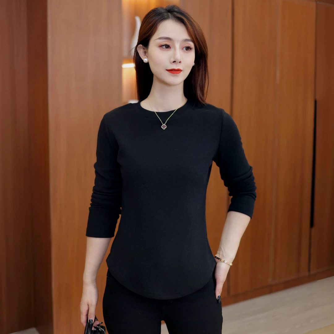 【专柜正品】秋冬圆领保暖打底衫内搭纯色百搭长袖T恤女女士