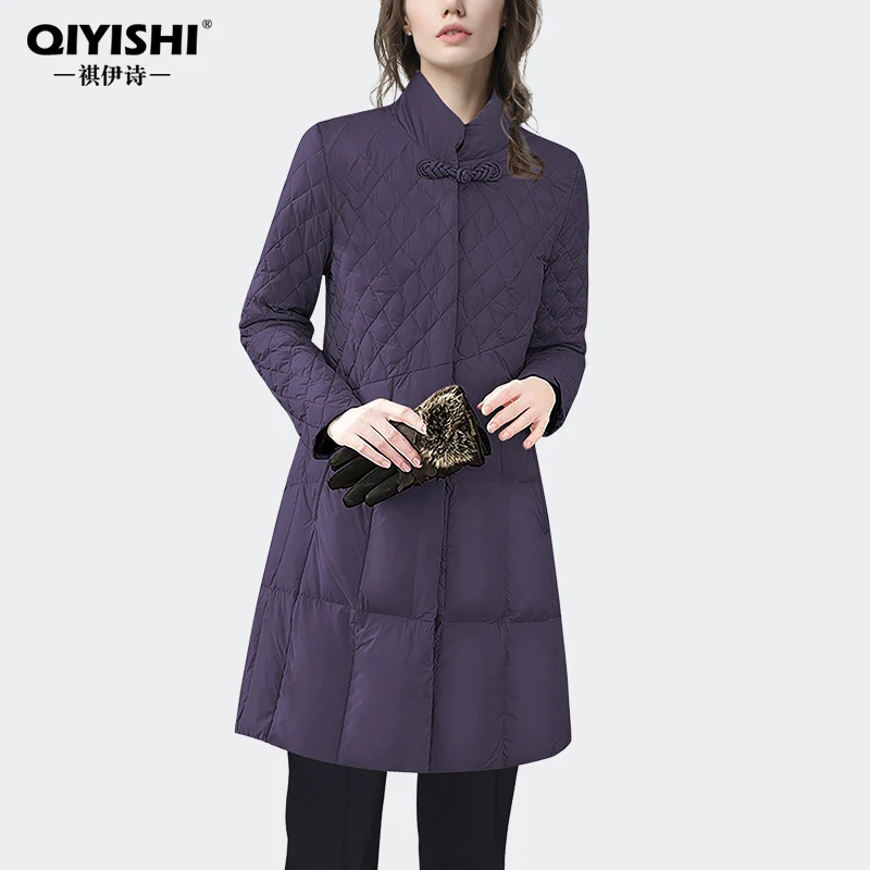 欧洲站秋冬羽绒服中长款立领轻薄款白鸭绒保暖羽绒衣WH231966