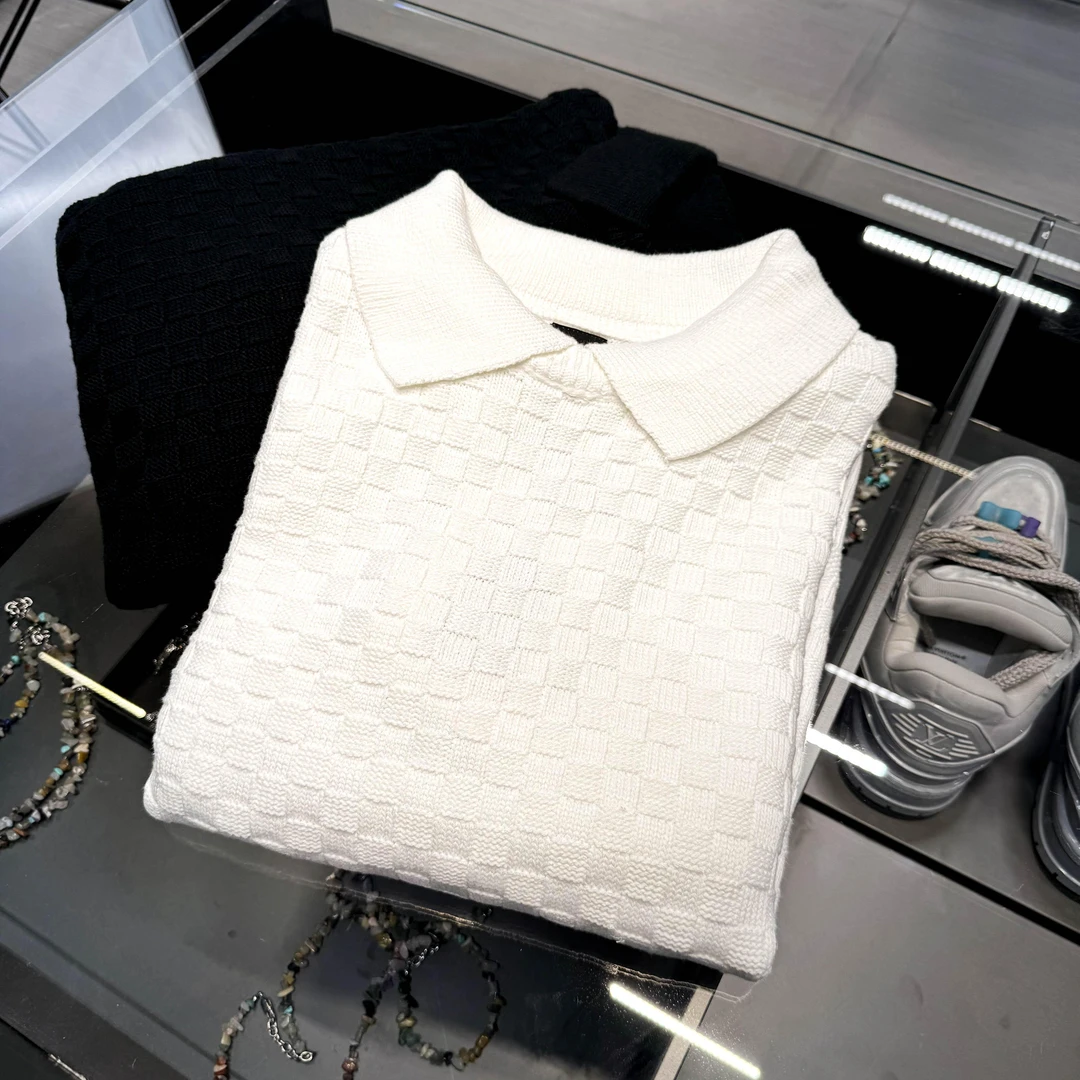 S123棋盘格圆领长袖Polo毛衣 M（70050）外套