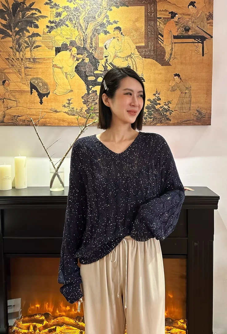 GU JIFEN｜春季时尚轻奢镂空蕾丝网红百搭针织开衫 3015X42085