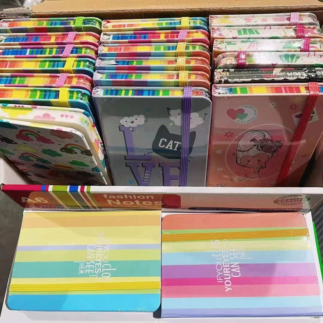 精装彩边绑带小日记本日常记录本A6口袋本