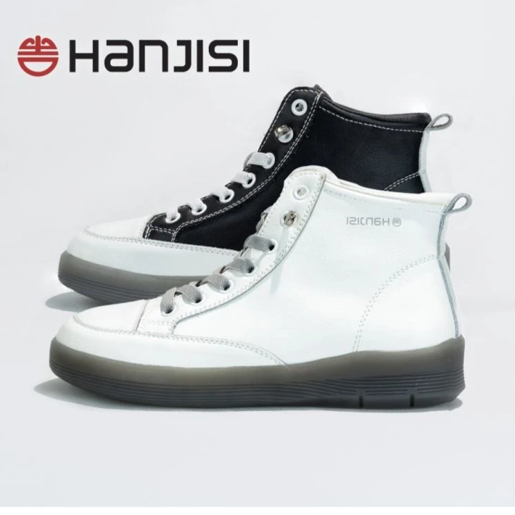 汉吉思秋冬新款高帮高端品质时尚休闲软底软面正品百搭女士小白鞋