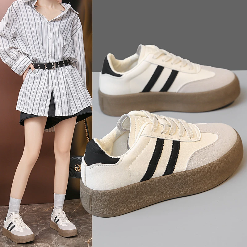 德训鞋女2024春秋季新款鞋子女厚底百搭小白鞋运动透气爆款板鞋女