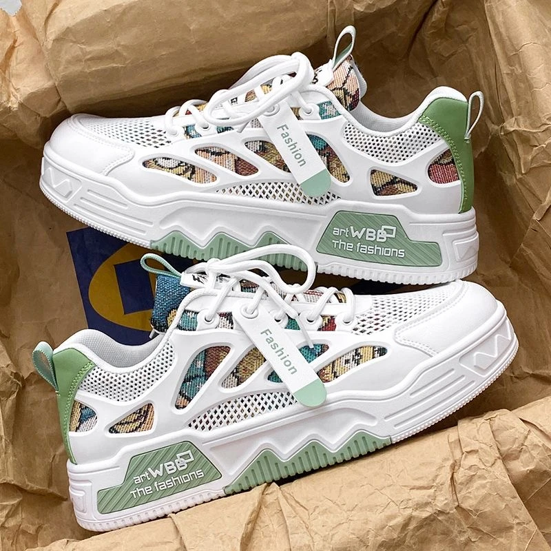 男鞋秋季新款透气百搭薄款板鞋国潮轻便网面运动鞋休闲小白鞋