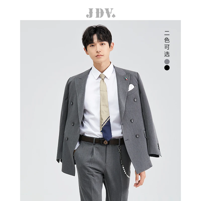 JDV男装双排扣西装西服外套西裤两件套商务通勤正装套装FW1928