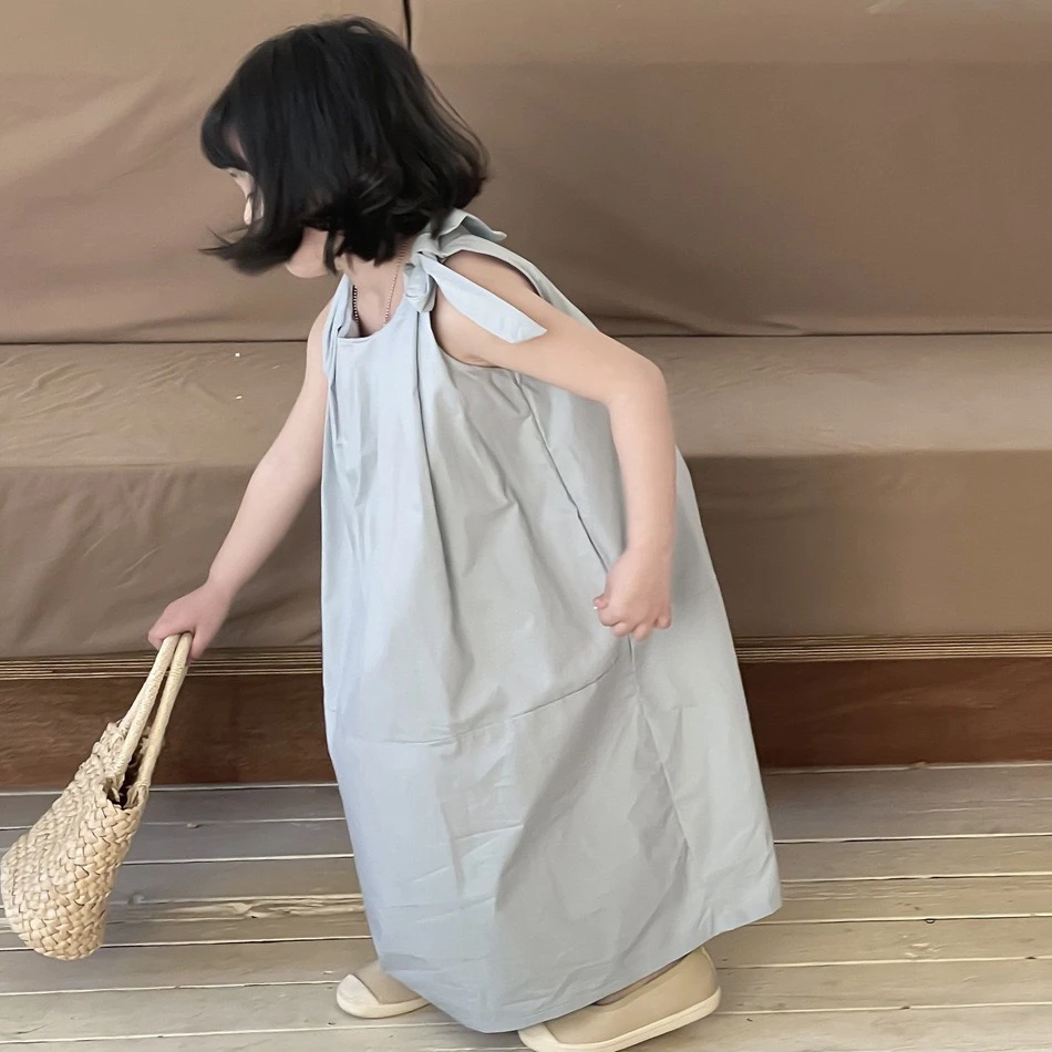 儿童韩系新款吊带裙露背无袖背心裙长裙